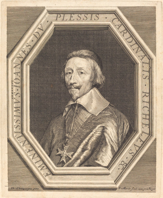 Cardinal Richelieu by Jean Morin after Philippe de Champaigne (French, c. 1600 - 1650), 16X12"(A3)Poster Print