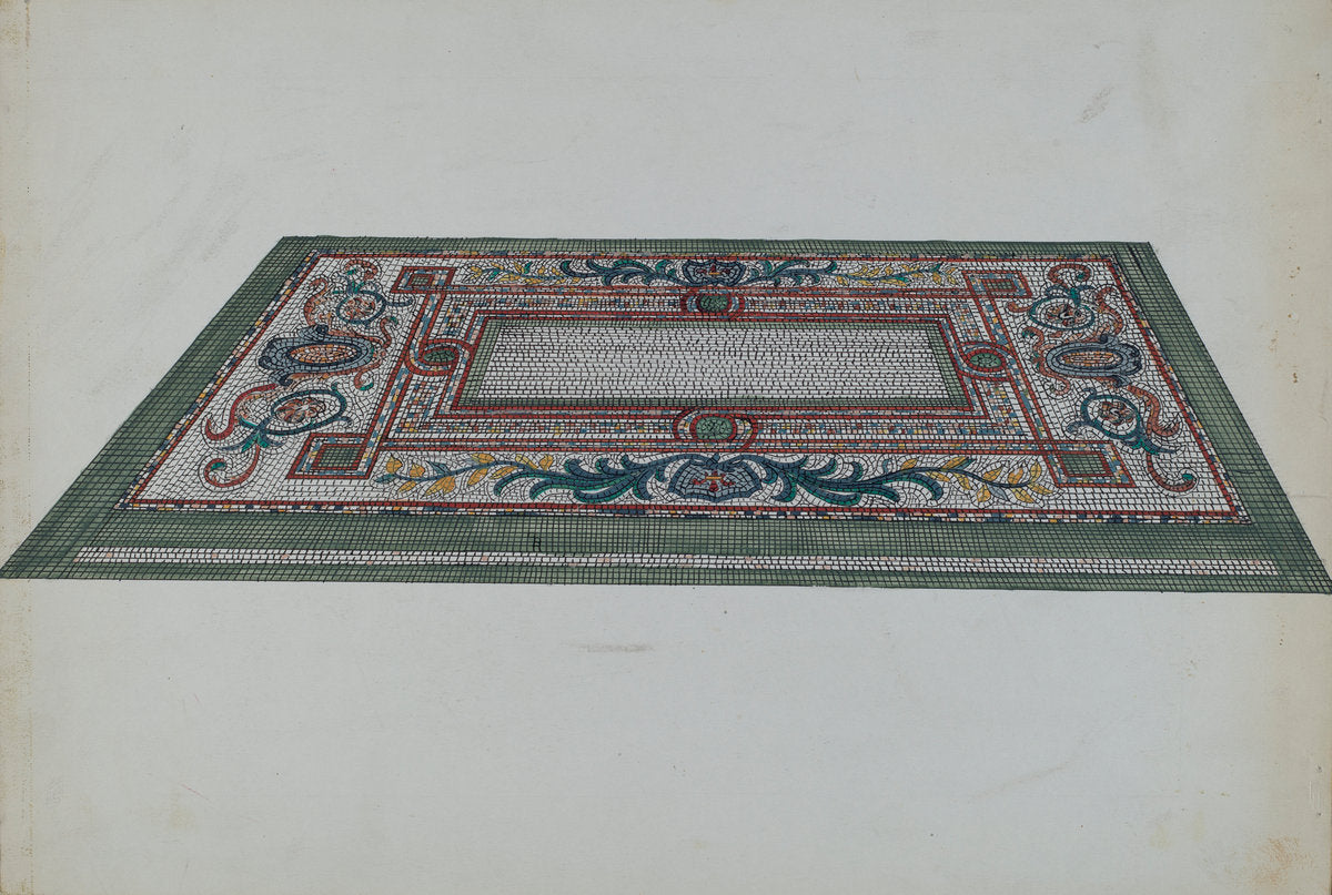 Marble Mosaic Floor by Ellen Duncan (American, active c. 1935), 16X12"(A3)Poster Print