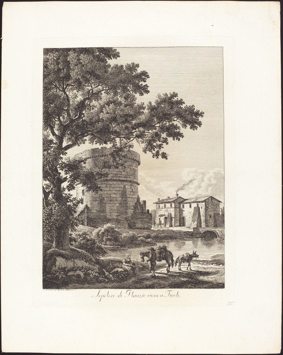 Sepolcro di Plauzio vicini a Tivoli by Albert Christoph Dies (Austrian, 1755 - 1822), 16X12"(A3)Poster Print