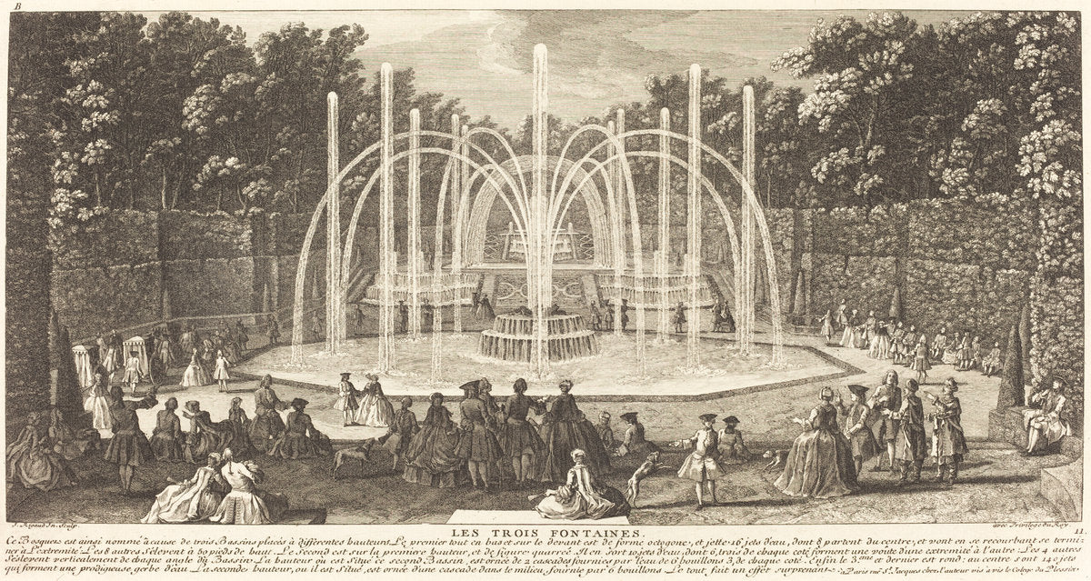 Les Trois Fontaines by Jean-Baptiste Rigaud (French, active 1752/1761), 16X12"(A3)Poster Print