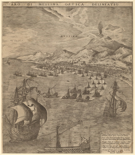 Naval Battle in the Straits of Messina by Frans Huys after Pieter Bruegel the Elder (Flemish, 1522 - 1562), 16X12"(A3)Poster Print