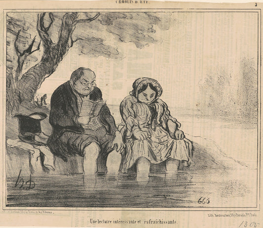 Une lecture intéressante et rafraichissante by Honoré Daumier (French, 1808 - 1879), 16X12"(A3)Poster Print