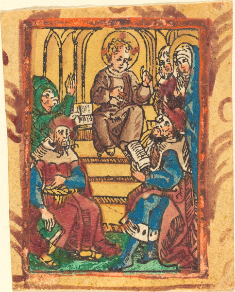 c. 1490/1500 by German 15th Century (The Twelve Year Old Jesus in the Temple), 16X12"(A3)Poster Print
