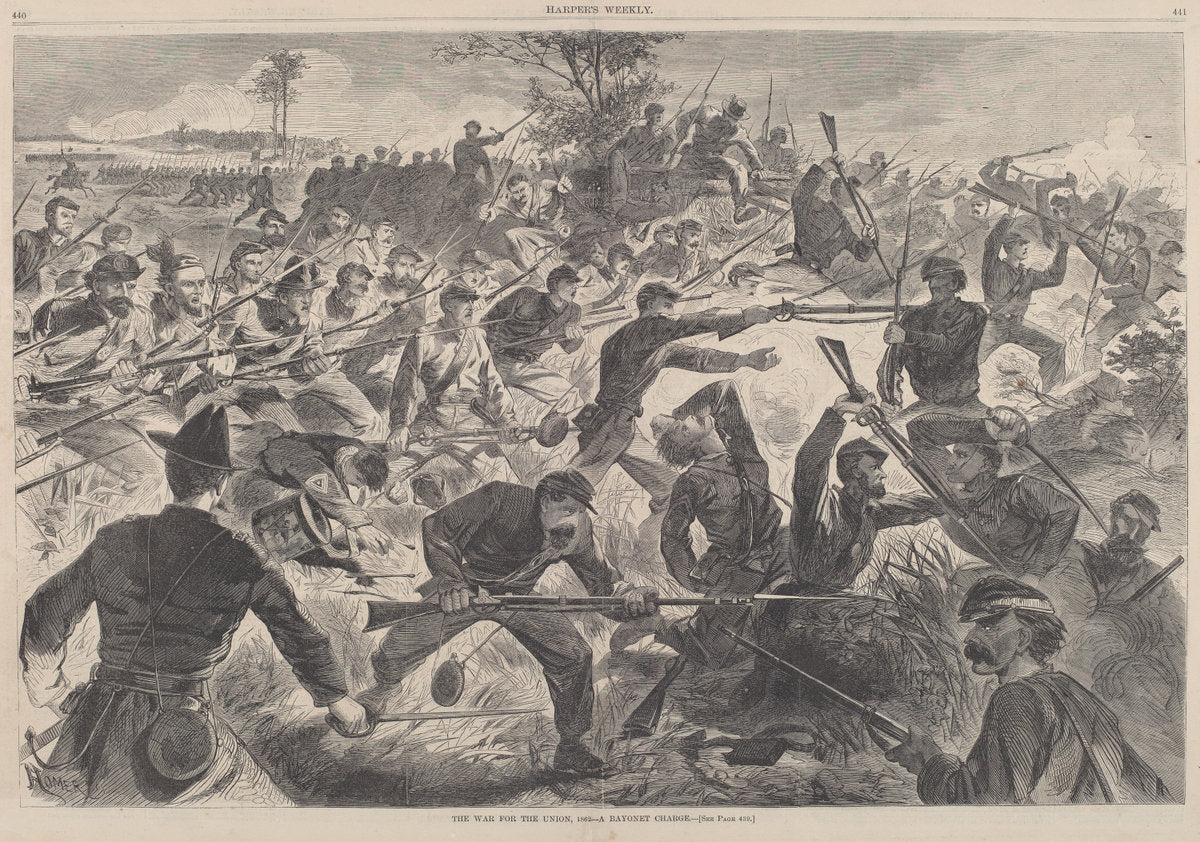 published 1862 by after Winslow Homer (The War for the Union, 1862 - A Bayonet Charge), 16X12"(A3)Poster Print