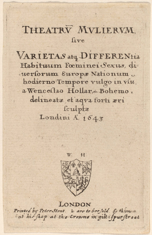 Theatrum mulierum: Title Page by Wenceslaus Hollar (Bohemian, 1607 - 1677), 16X12"(A3)Poster Print