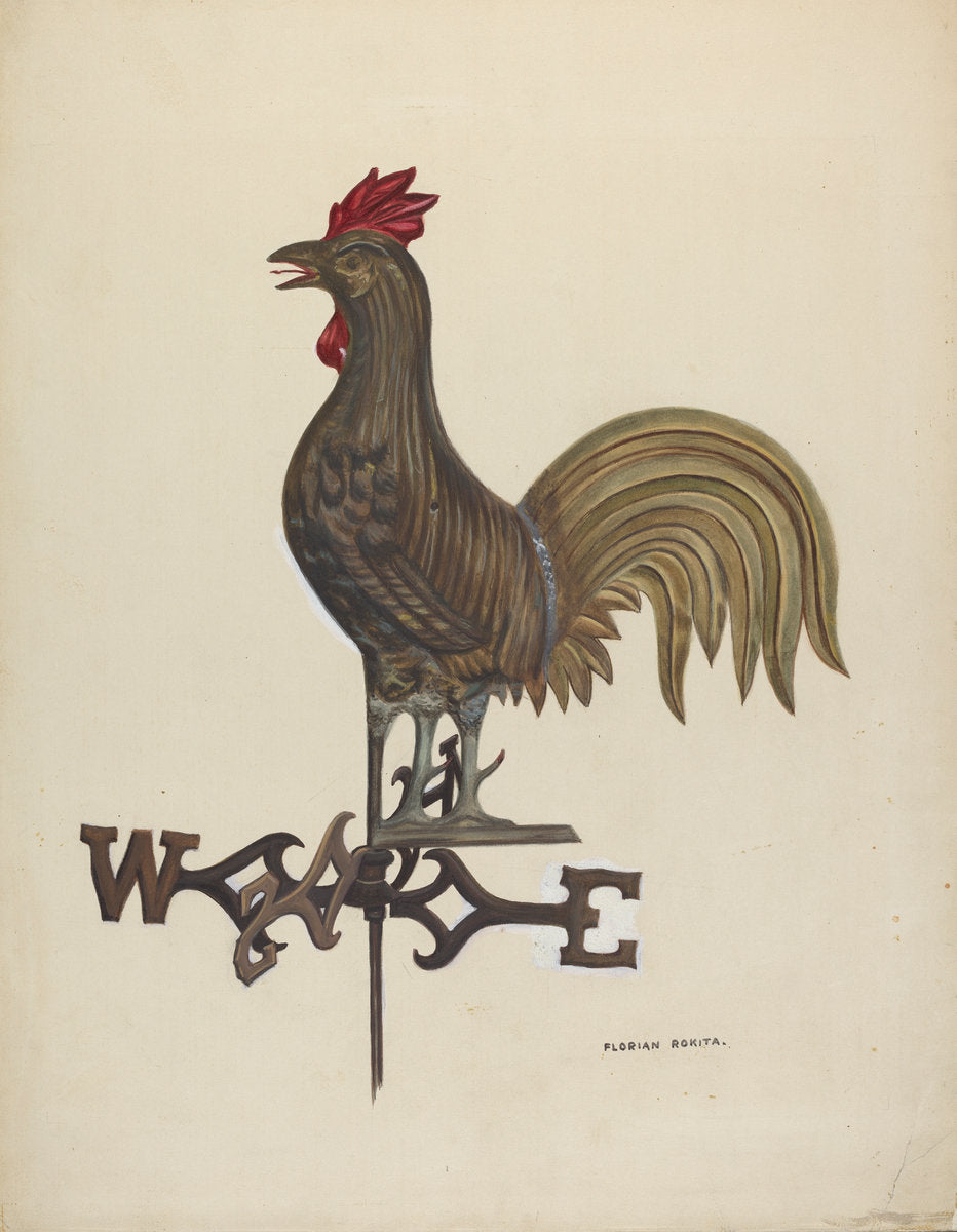 Weathercock by Florian Rokita (American, active c. 1935), 16X12"(A3)Poster Print