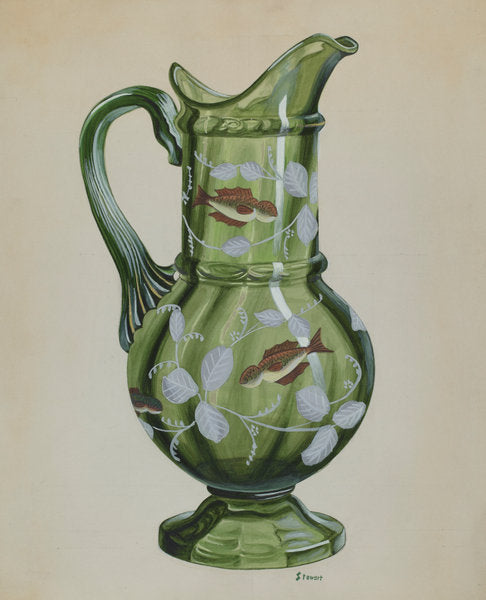 Green Pitcher by Robert Stewart (American, active c. 1935), 16X12"(A3)Poster Print