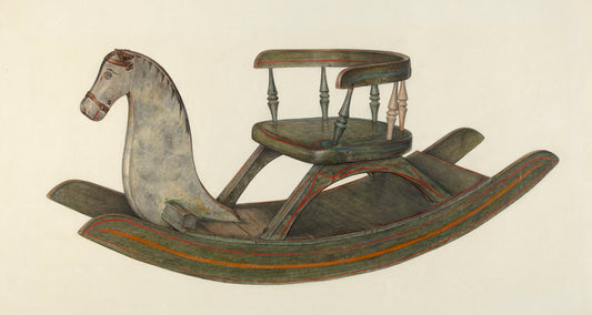 Rocking Horse by Mina Lowry (American, 1894 - 1942), 16X12"(A3)Poster Print