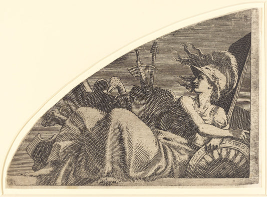 Bellona Seated on Her Trophies by Léon Davent after Francesco Primaticcio (French (?), active 1540/1556), 16X12"(A3)Poster Print
