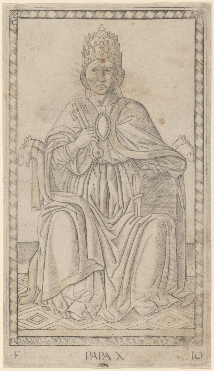 Papa (Pope) by Master of the E-Series Tarocchi (Italian, active c. 1465), 16X12"(A3)Poster Print