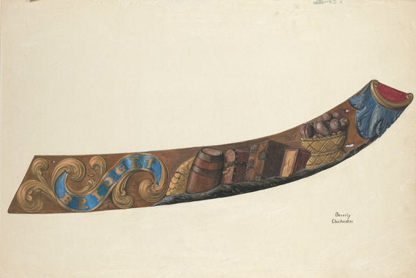 Nameboard from Schooner by Beverly Chichester (American, active c. 1935), 16X12"(A3)Poster Print