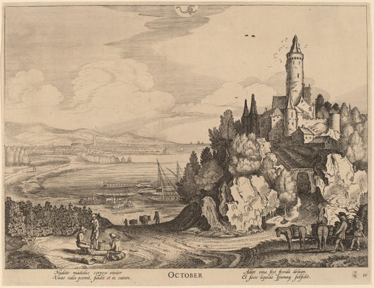 October by Jan van de Velde II (Dutch, 1593 - 1641), 16X12"(A3)Poster Print