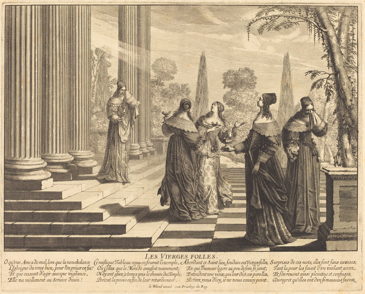 The Foolish Virgins Approaching the Temple by Abraham Bosse (French, 1602 - 1676), 16X12"(A3)Poster Print