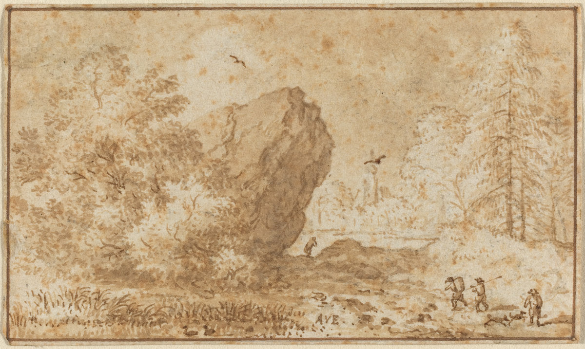 Landscape with Large Rock by Allart van Everdingen (Dutch, 1621 - 1675), 16X12"(A3)Poster Print