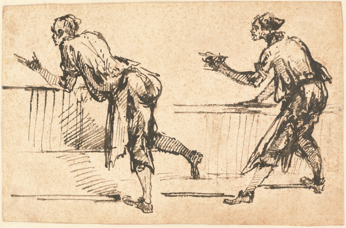 Two Workmen at Tables (recto) by Giovanni Battista Piranesi (Venetian, 1720 - 1778), 16X12"(A3)Poster Print