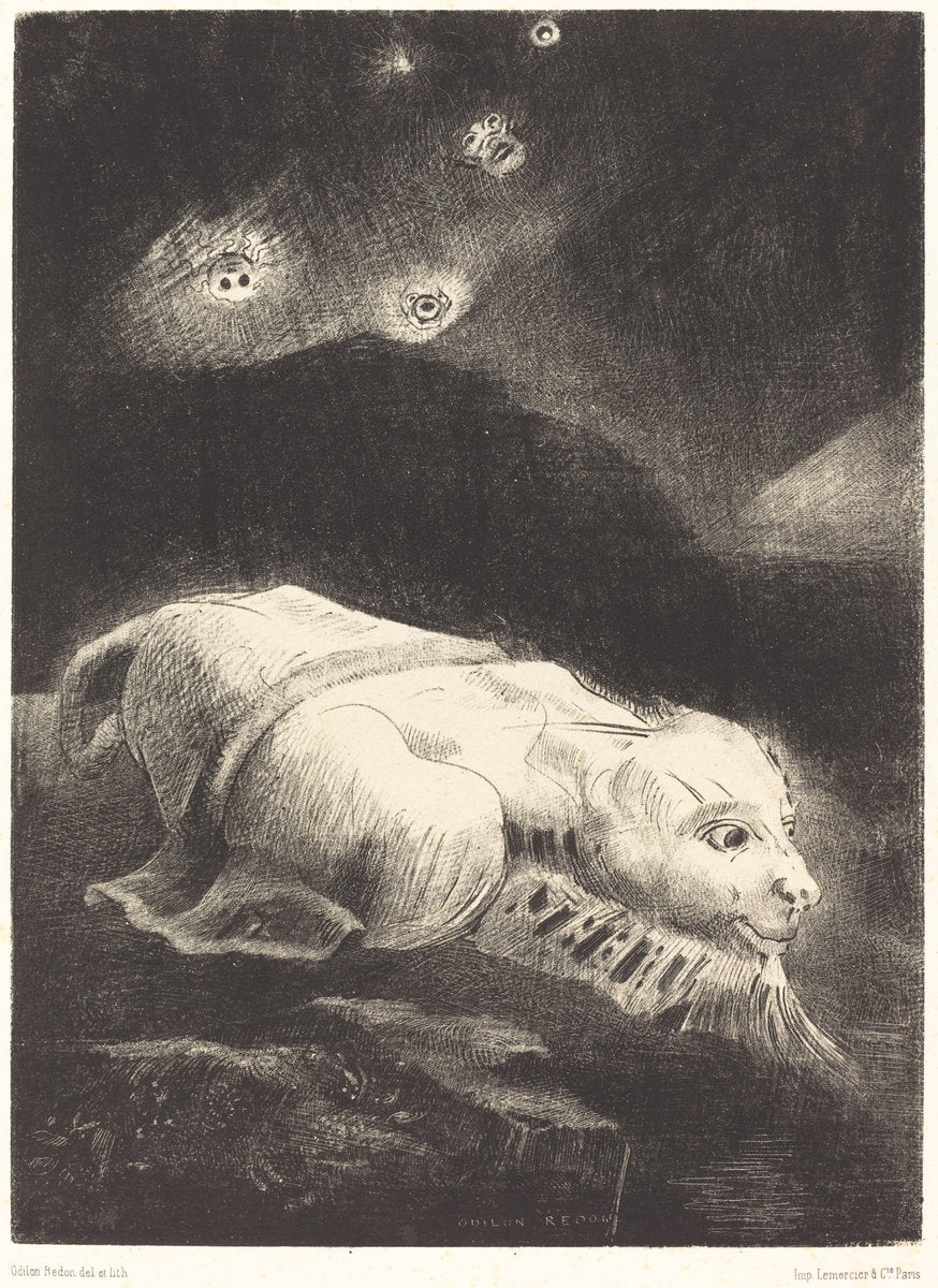 Quand s'eveillait la Vie au Fon de la  matiere obscure (When life was awakening in the depths of obscure matter by Odilon Redon (French, 1840 - 1916), 16X12"(A3)Poster Print