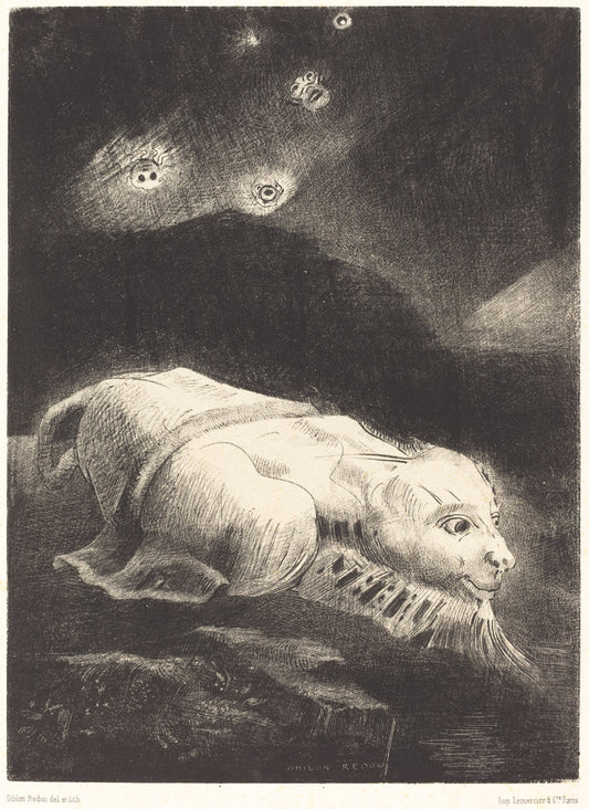 Quand s'eveillait la Vie au Fon de la  matiere obscure (When life was awakening in the depths of obscure matter by Odilon Redon (French, 1840 - 1916), 16X12"(A3)Poster Print