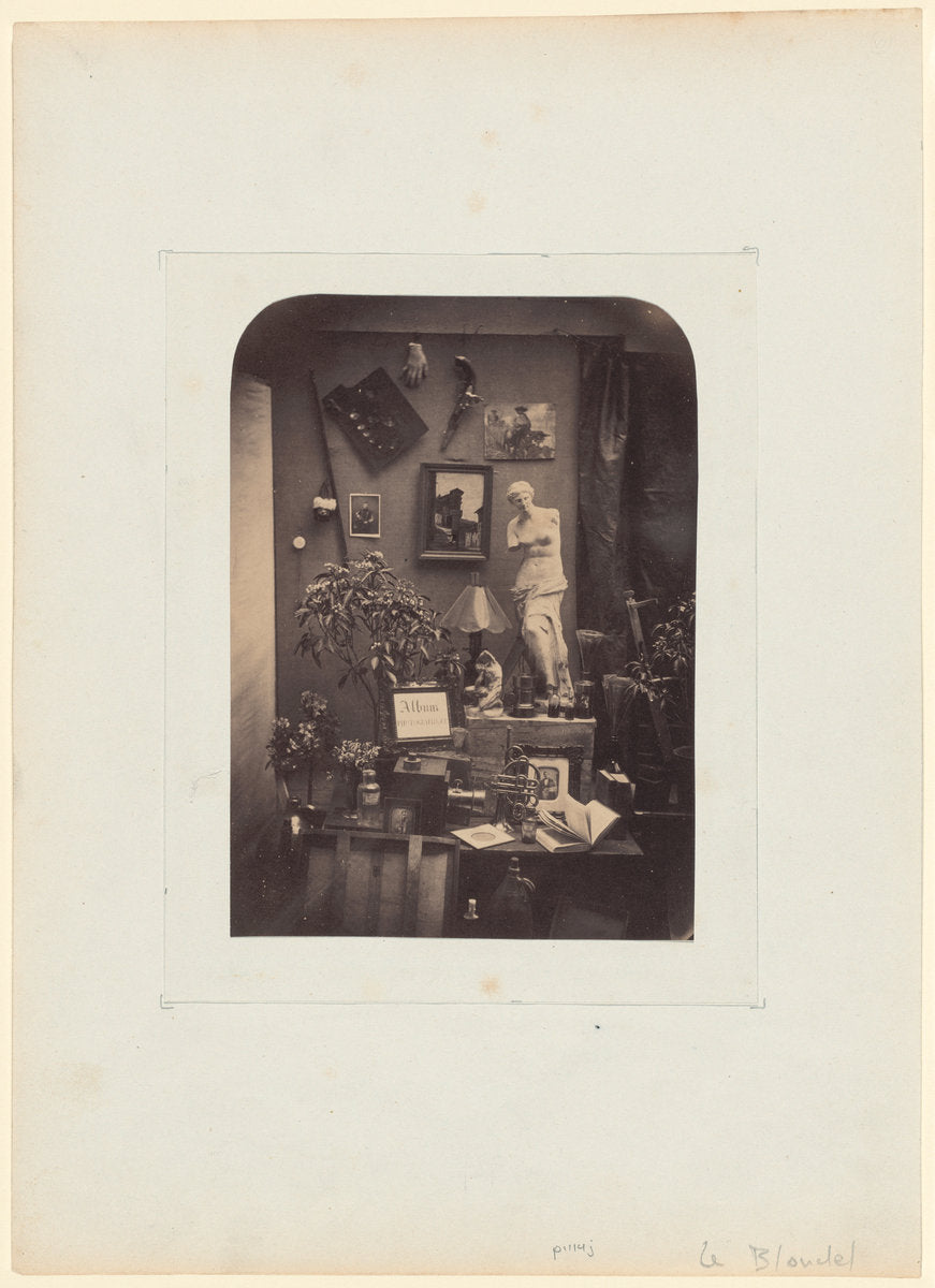 Décor d'atelier, nature morte by Alphonse Le Blondel (French, active 1842 - 1892), 16X12"(A3)Poster Print