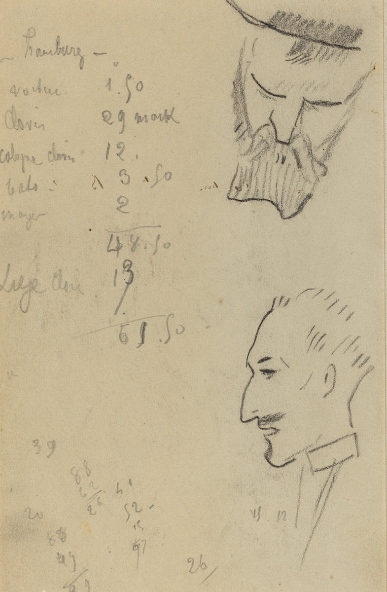 A Bearded Man and a Man in Profile [verso] by Paul Gauguin (French, 1848 - 1903), 16X12"(A3)Poster Print