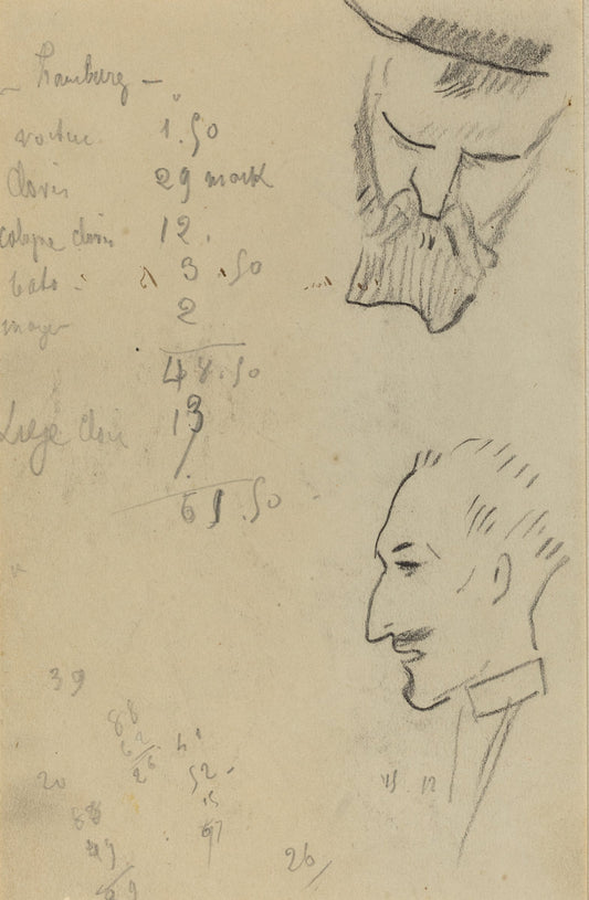 A Bearded Man and a Man in Profile [verso] by Paul Gauguin (French, 1848 - 1903), 16X12"(A3)Poster Print
