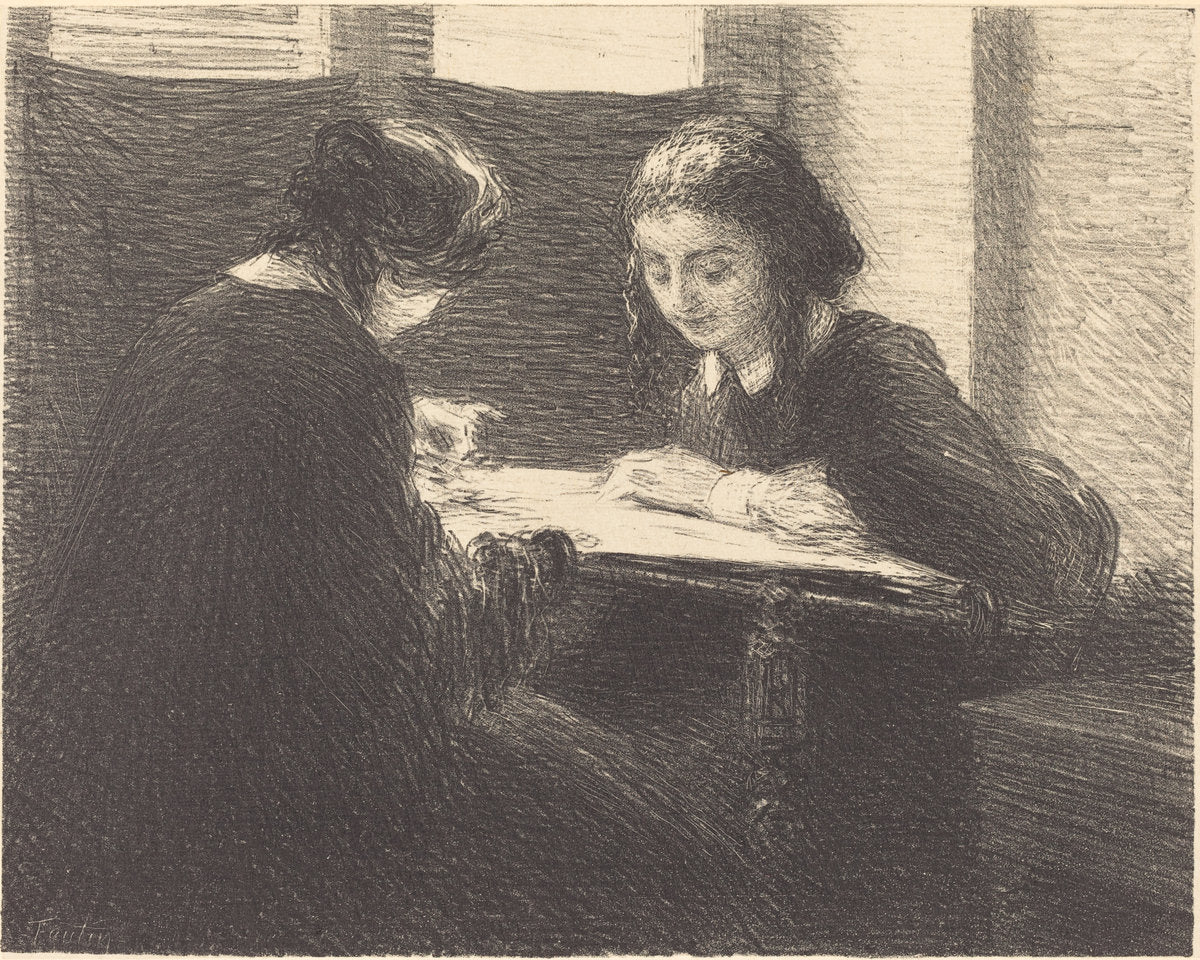 The Embroiderers (Les brodeuses) by Henri Fantin-Latour (French, 1836 - 1904), 16X12"(A3)Poster Print