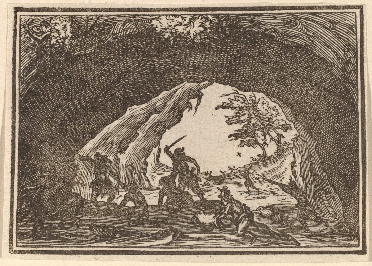 Soldiers Attacking Robbers by Edouard Eckman after Jacques Callot (Flemish, born c. 1600), 16X12"(A3)Poster Print