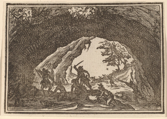 Soldiers Attacking Robbers by Edouard Eckman after Jacques Callot (Flemish, born c. 1600), 16X12"(A3)Poster Print