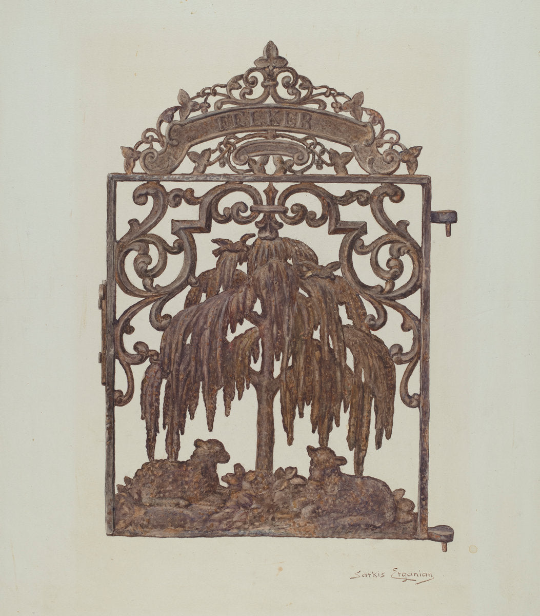 Gate by Sarkis Erganian (American, active c. 1935), 16X12"(A3)Poster Print