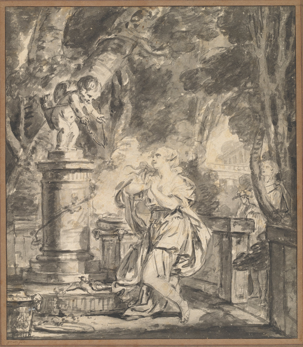 Sacrifice to Love by Jean-Baptiste Greuze (French, 1725 - 1805), 16X12"(A3)Poster Print