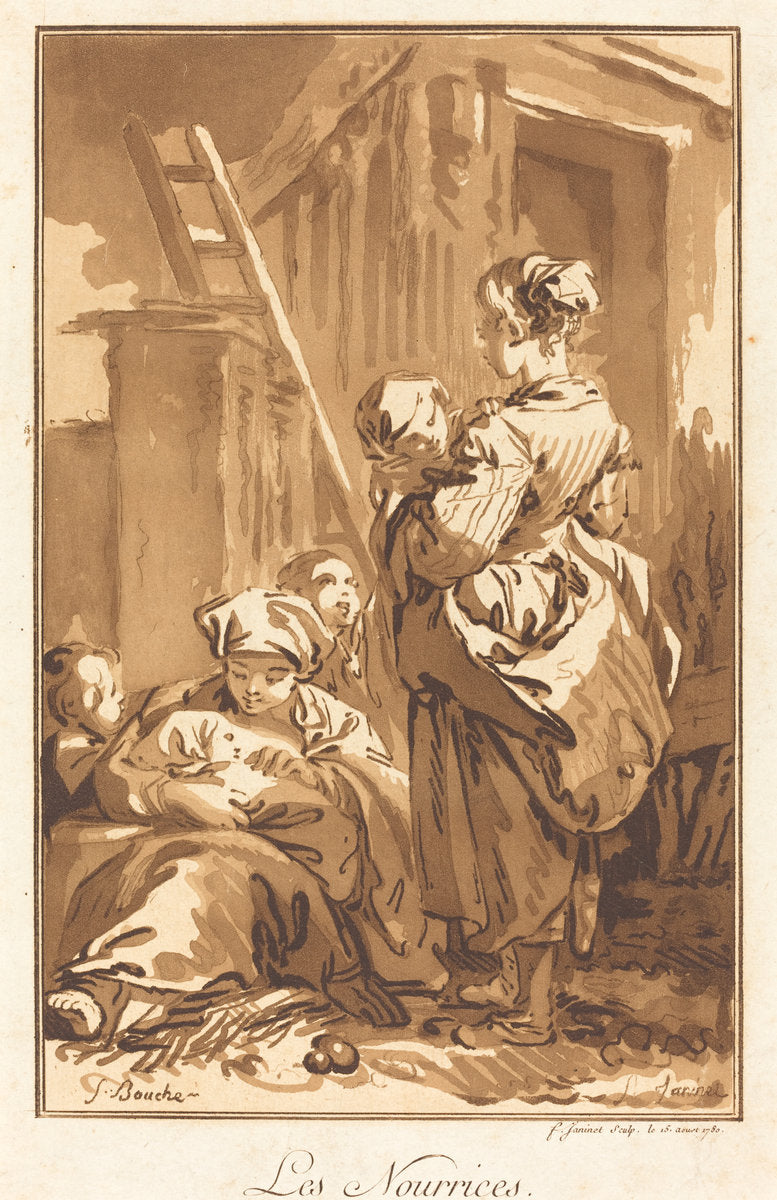 Les nourrices by Jean-François Janinet after François Boucher (French, 1752 - 1814), 16X12"(A3)Poster Print