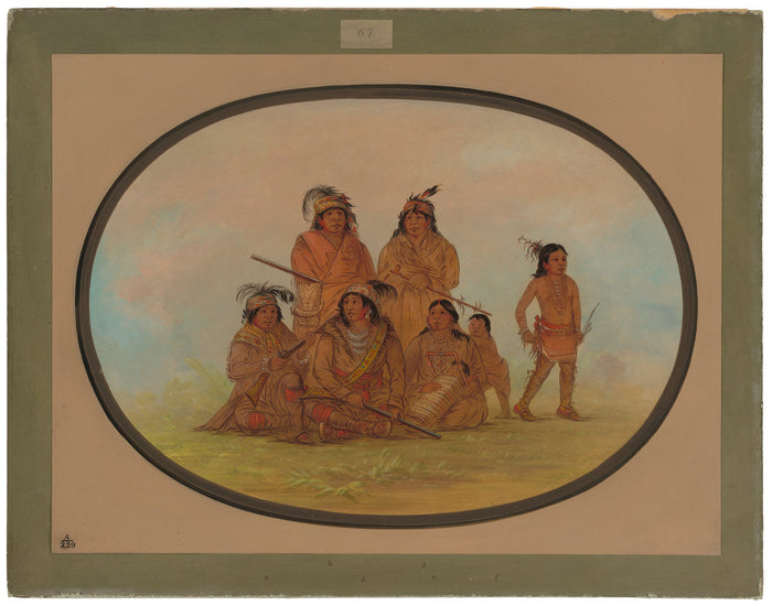 Seminolee Indians, Prisoners at Fort Moultrie by George Catlin (American, 1796 - 1872), 16X12