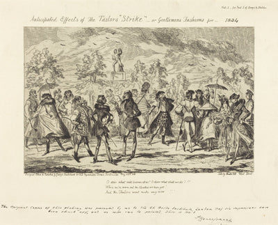 Anticipated Effects of the Tailors' "Strike" by George Cruikshank (British, 1792 - 1878), 16X12"(A3)Poster Print