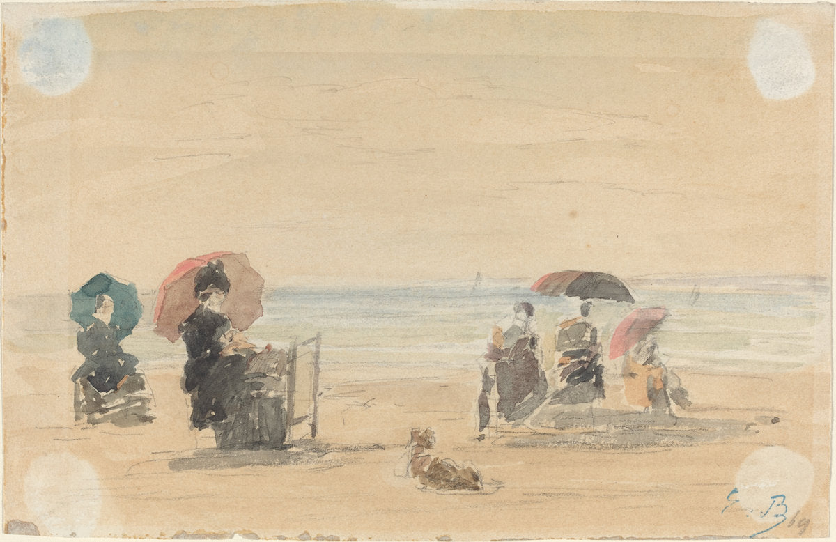 Sun-Shades, Trouville by Eugène Boudin (French, 1824 - 1898), 16X12"(A3)Poster Print