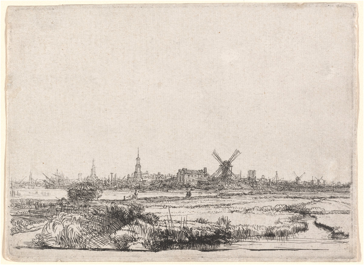 View of Amsterdam from the Northwest by Rembrandt van Rijn (Dutch, 1606 - 1669), 16X12"(A3)Poster Print