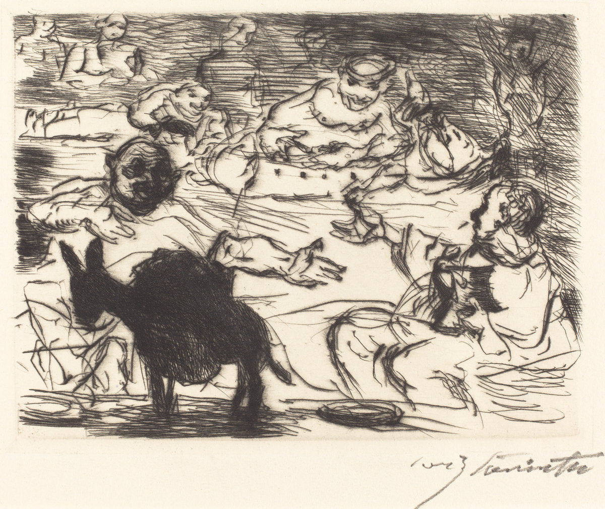 The Banquet of Trimalchio: pl.V by Lovis Corinth (German, 1858 - 1925), 16X12"(A3)Poster Print