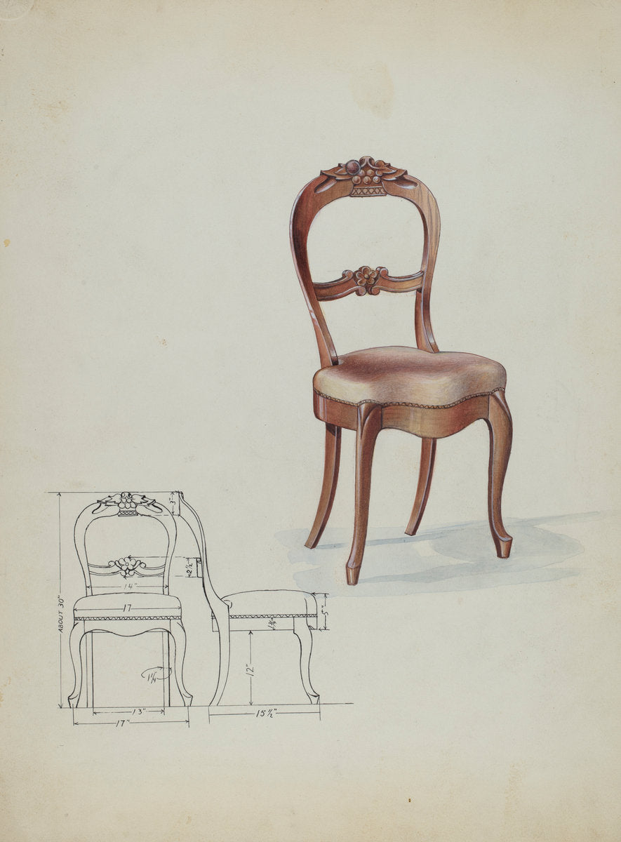Chair by Wellington Blewett (American, active c. 1935), 16X12"(A3)Poster Print