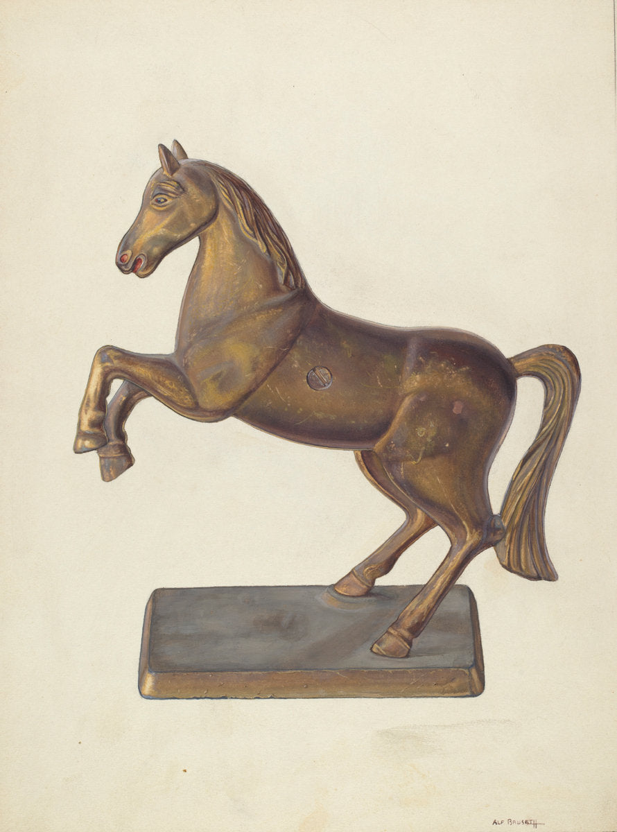Rearing Horse Bank by Alf Bruseth (American, active c. 1935), 16X12"(A3)Poster Print