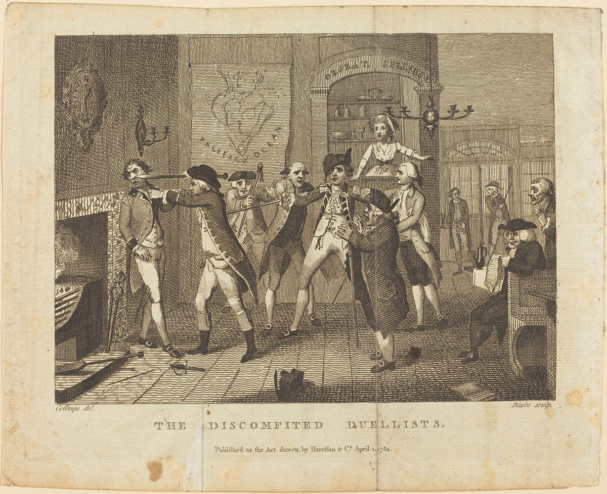 The Discomfited Duellists by William Blake after Samuel Collings (British, 1757 - 1827), 16X12"(A3)Poster Print