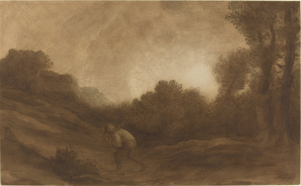 Landscape, Evening by Alphonse Legros (French, 1837 - 1911), 16X12"(A3)Poster Print