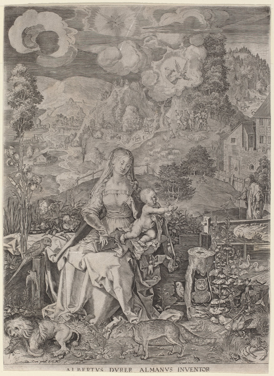 Virgin and Child in a Landscape by Aegidius Sadeler II after Albrecht Dürer (Flemish, c. 1570 - 1629), 16X12"(A3)Poster Print