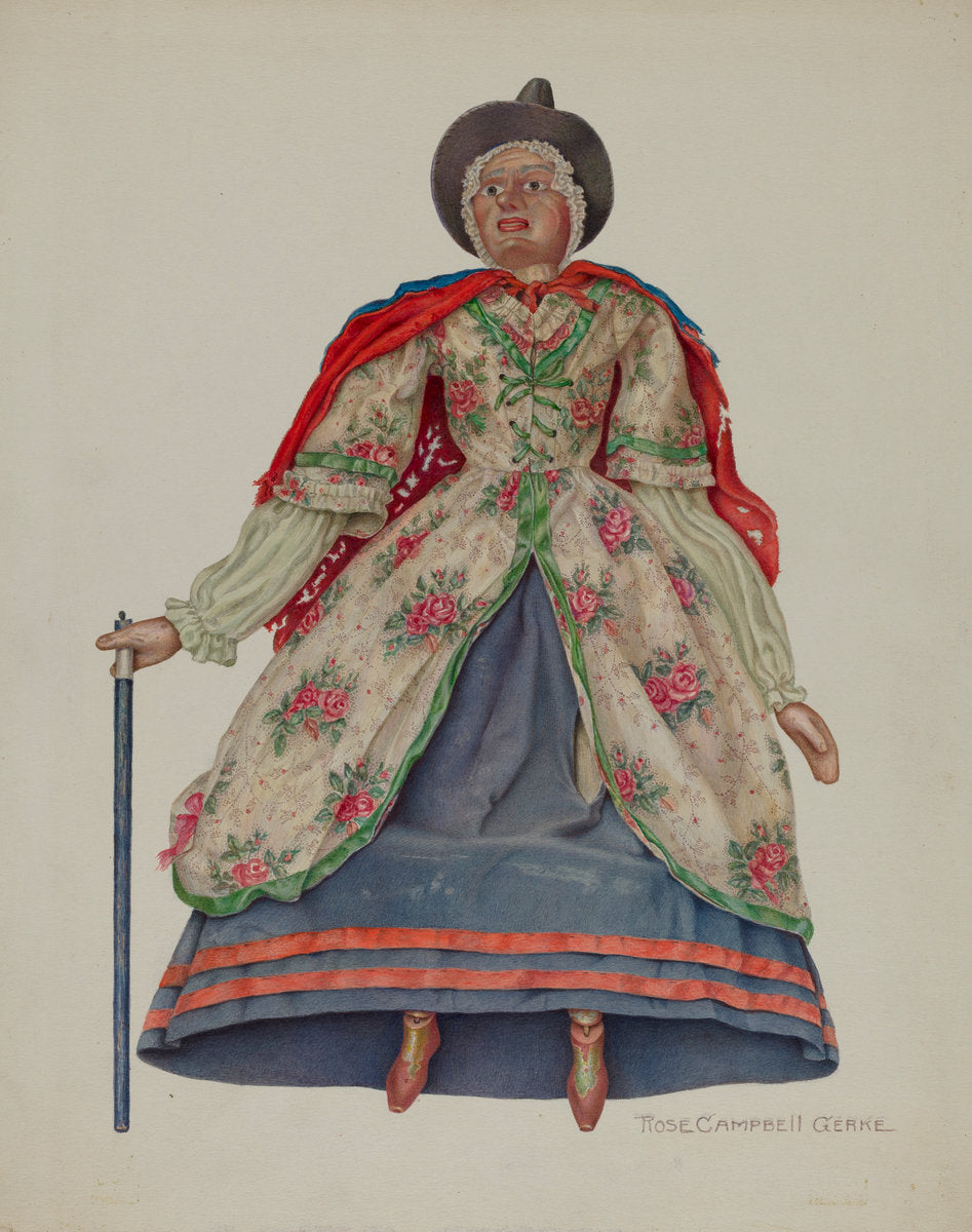 Mother Goose marionette by Rose Campbell-Gerke (American, active c. 1935), 16X12"(A3)Poster Print