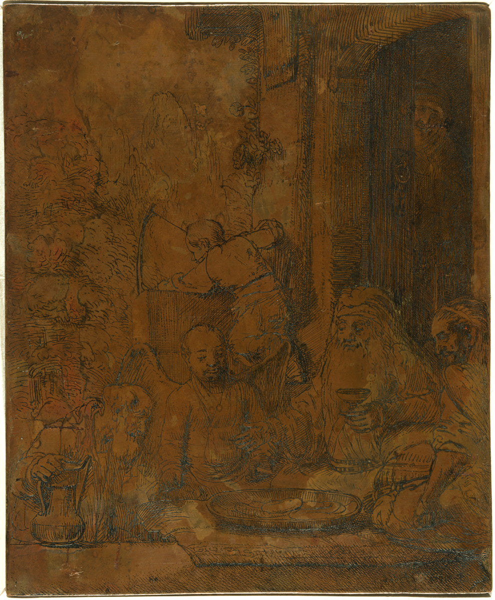Abraham Entertaining the Angels [recto] by Rembrandt van Rijn (Dutch, 1606 - 1669), 16X12"(A3)Poster Print