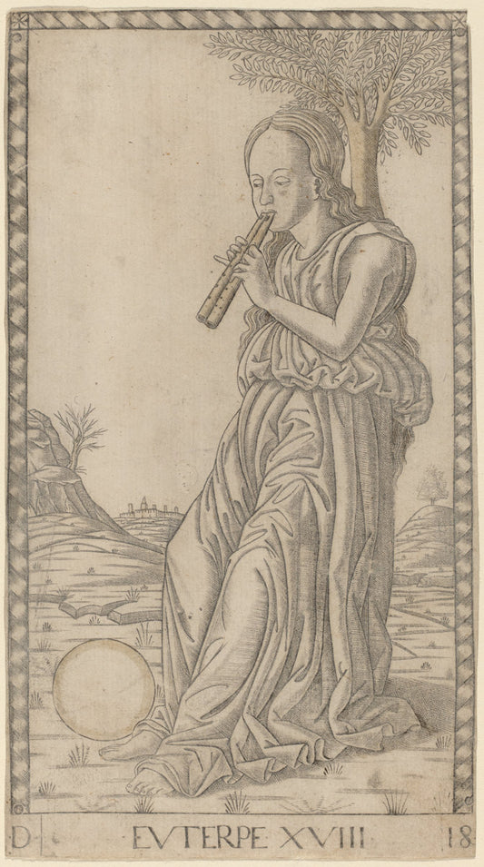 Euterpe by Master of the E-Series Tarocchi (Italian, active c. 1465), 16X12"(A3)Poster Print