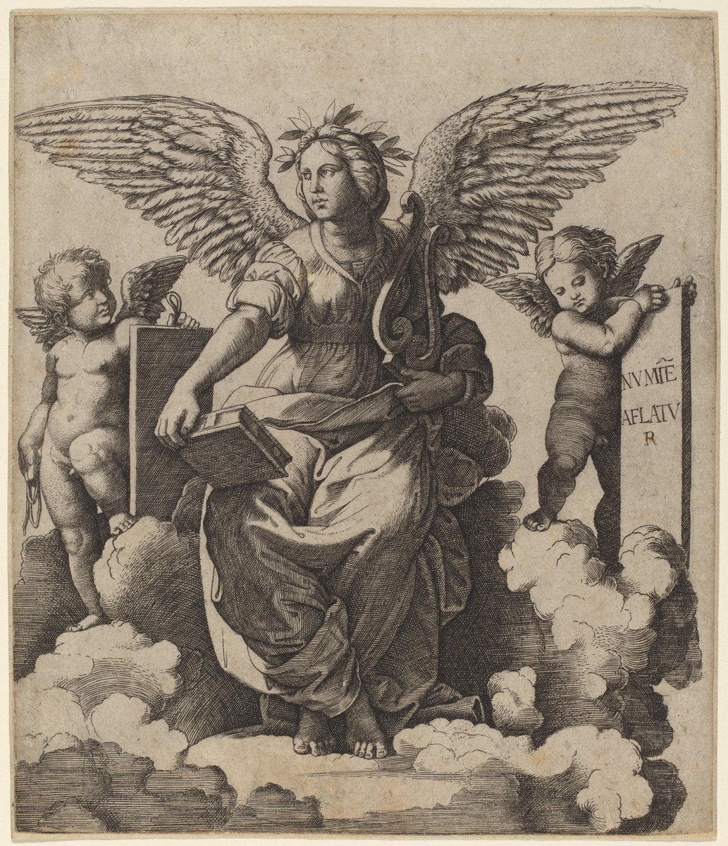 Poetry by Marcantonio Raimondi after Raphael (Italian, c. 1480 - c. 1534), 16X12"(A3)Poster Print