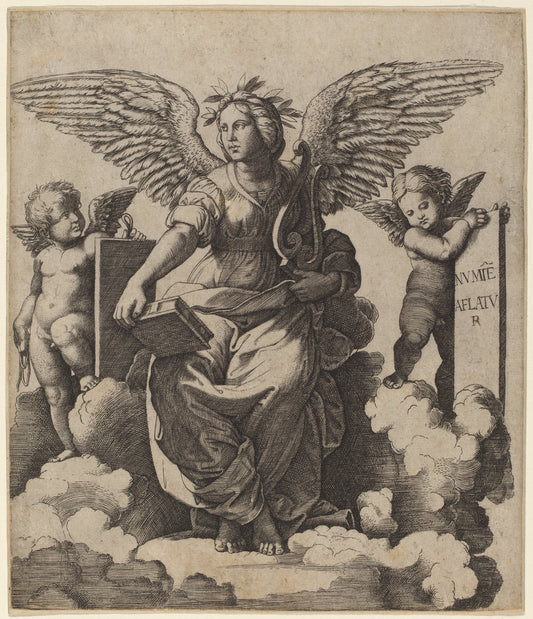 Poetry by Marcantonio Raimondi after Raphael (Italian, c. 1480 - c. 1534), 16X12"(A3)Poster Print