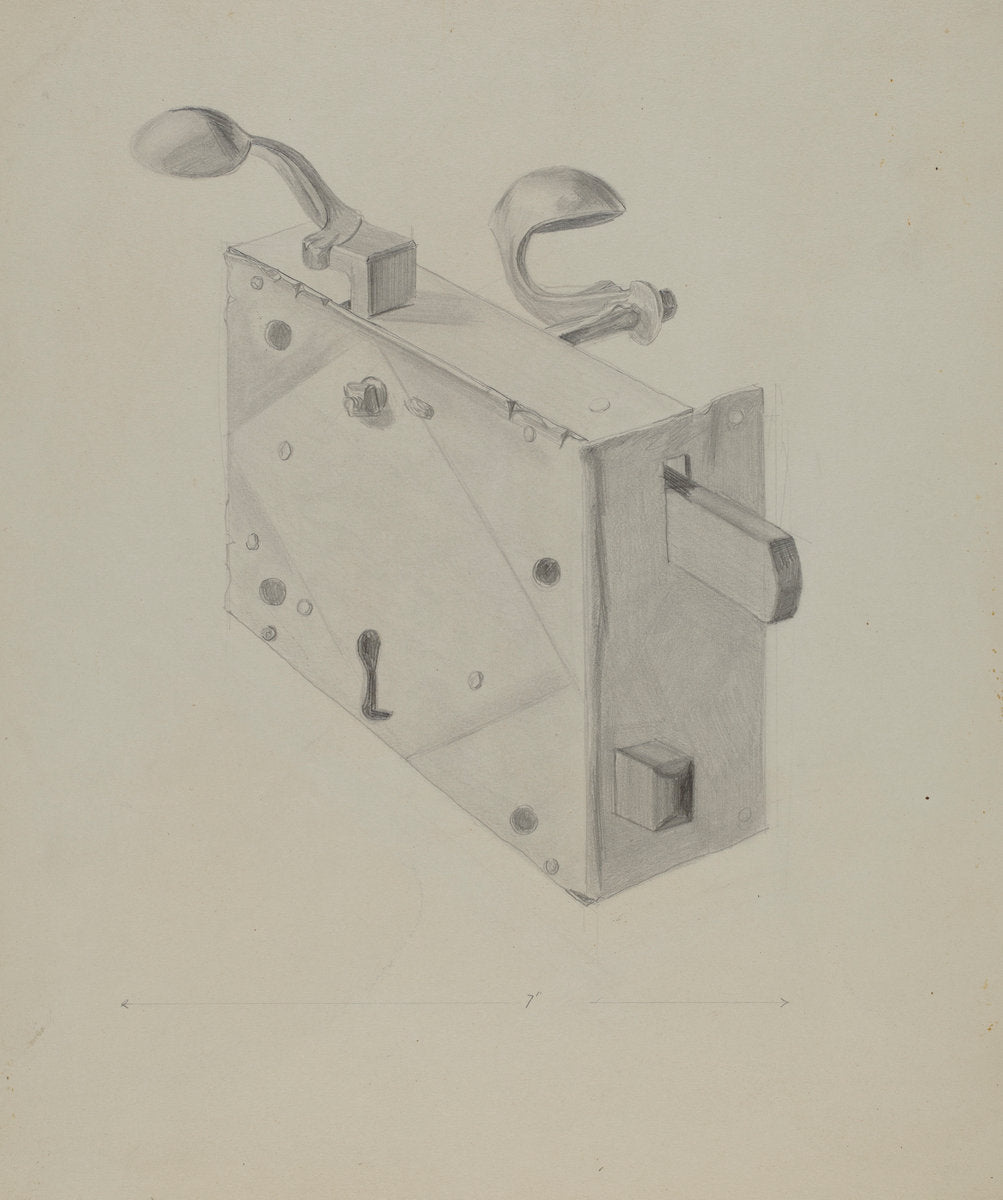 Rim Lock for Door by Donald Streeter (American, active c. 1935), 16X12"(A3)Poster Print