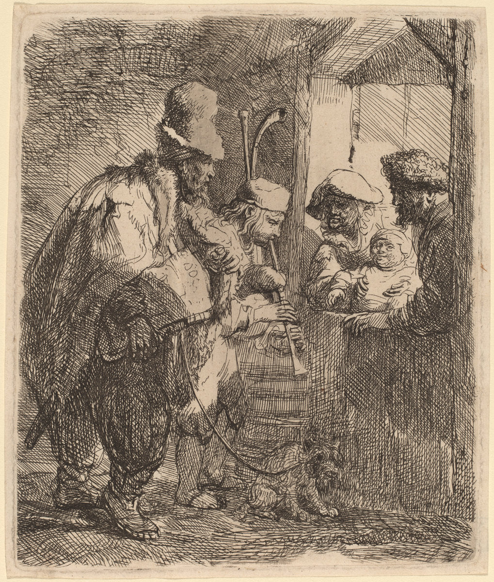 The Strolling Musicians by Rembrandt van Rijn (Dutch, 1606 - 1669), 16X12"(A3)Poster Print