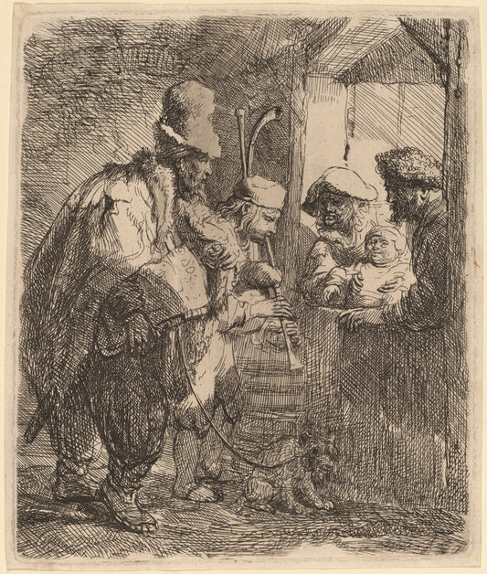 The Strolling Musicians by Rembrandt van Rijn (Dutch, 1606 - 1669), 16X12"(A3)Poster Print