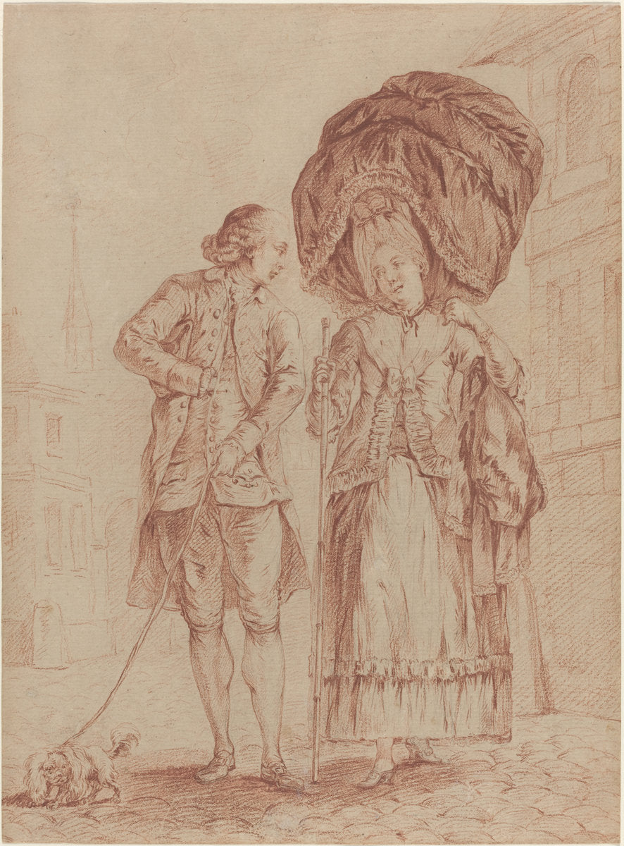 A Cleric Accompanying a Lady on Her Morning Walk by Pierre Thomas Le Clerc (French, born c. 1740), 16X12"(A3)Poster Print
