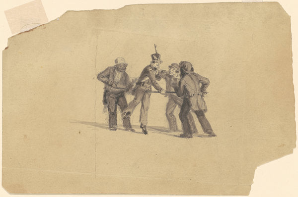 Study for "Militia Training" [recto] by James Goodwyn Clonney (American, 1812 - 1867), 16X12"(A3)Poster Print